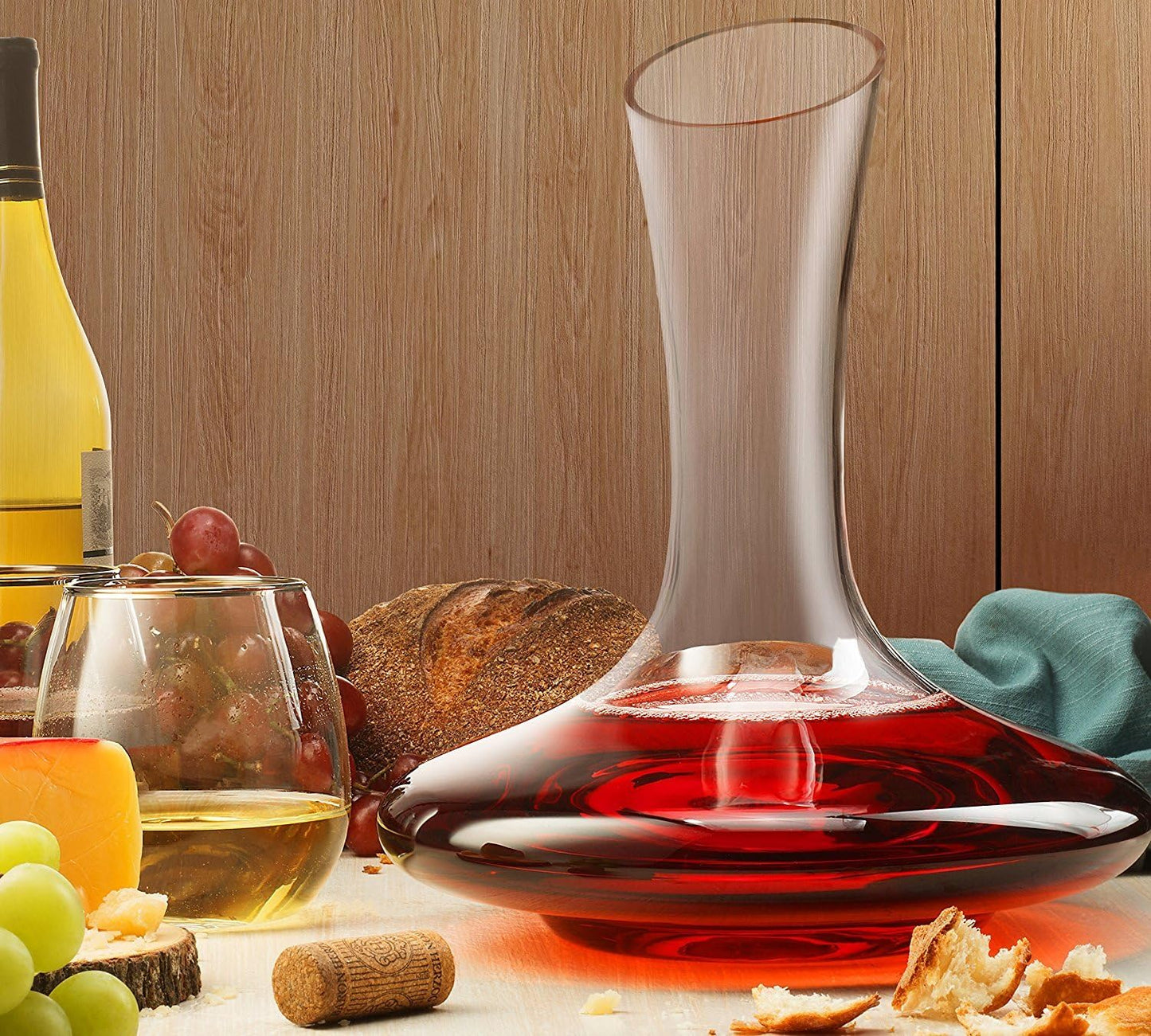 Decanter per Vino, GWCLEO, vetro senza piombo di alta qualità, Capacità di 1.8Ltre