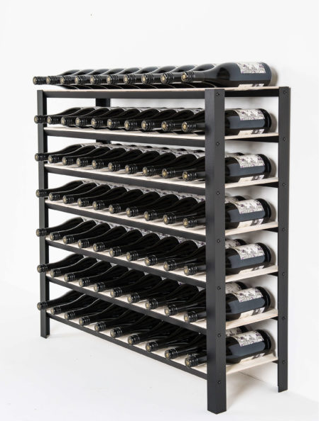 Classic wine rack with untreated birch ply shelves - 70 bottles